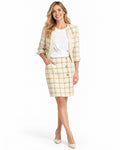 cabi Plaid Tweed Mini Skirt