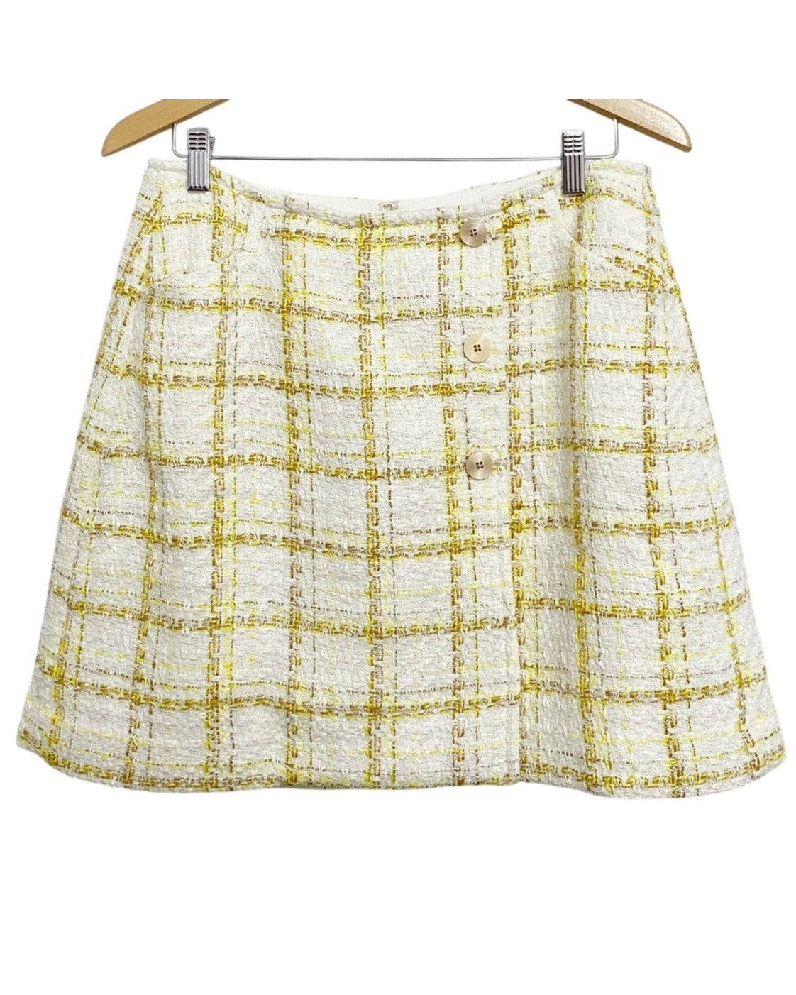 cabi Plaid Tweed Mini Skirt