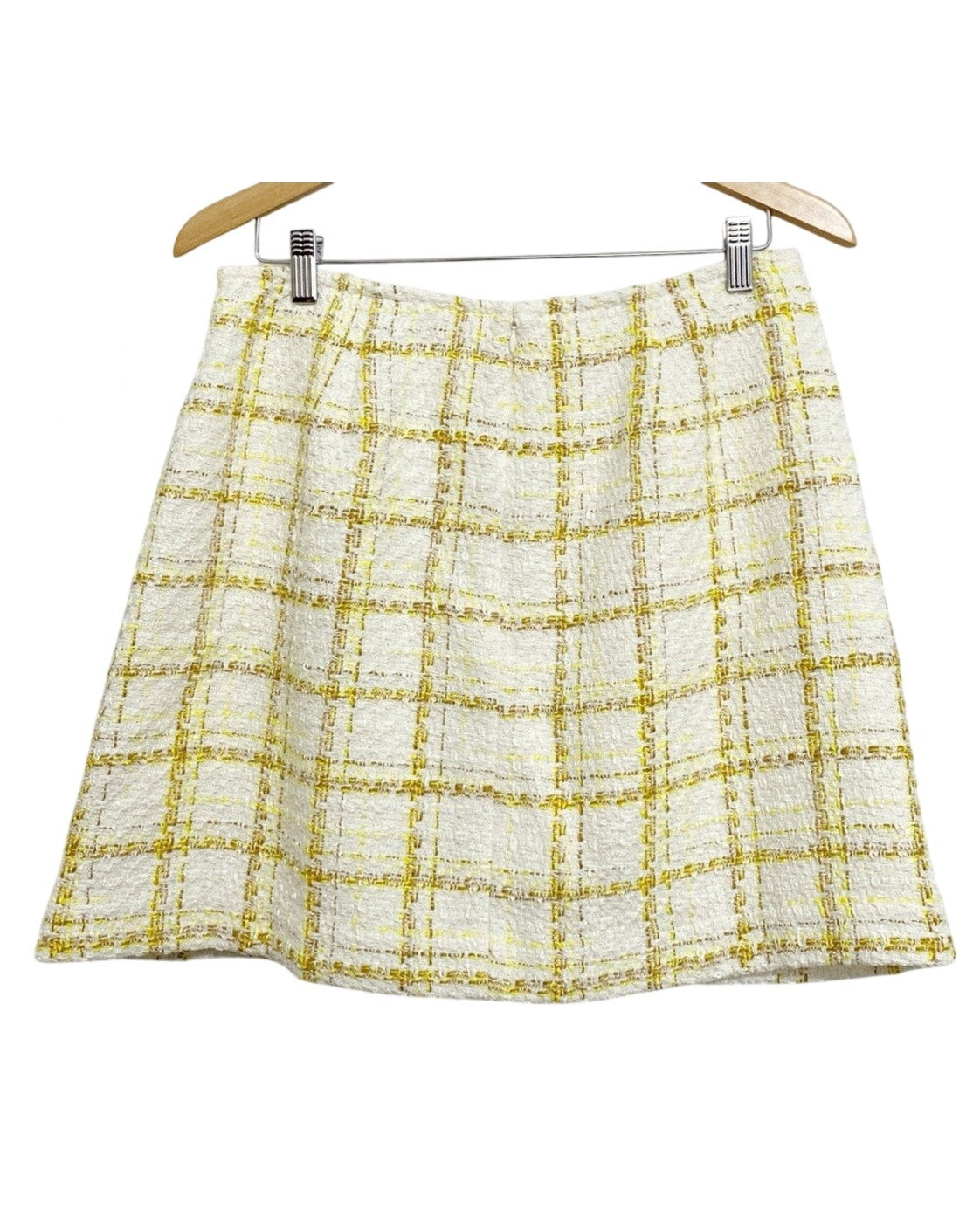 cabi Plaid Tweed Mini Skirt