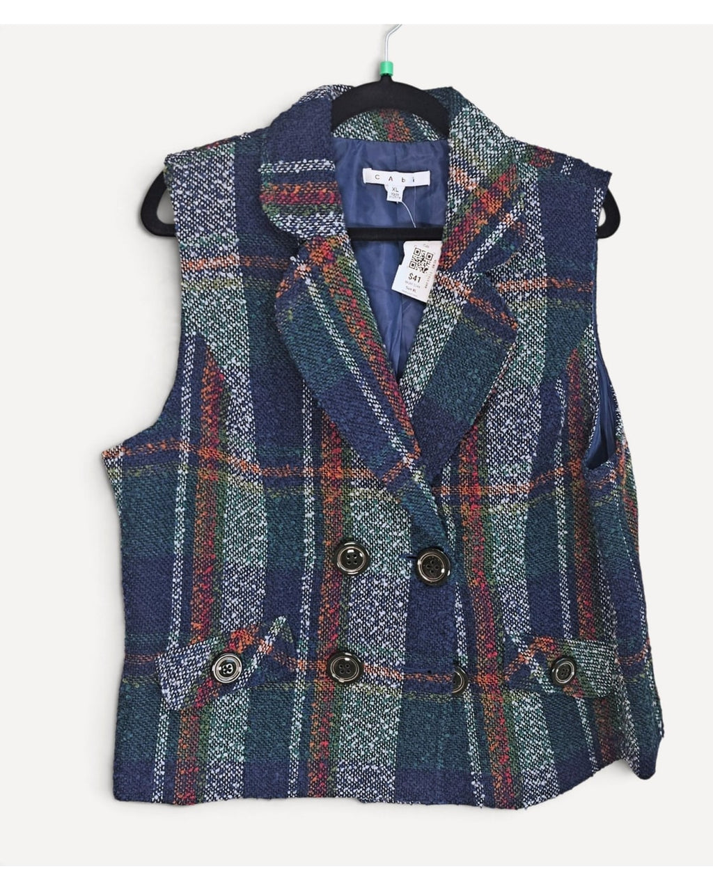 Cabi Tweed Plaid Vest
