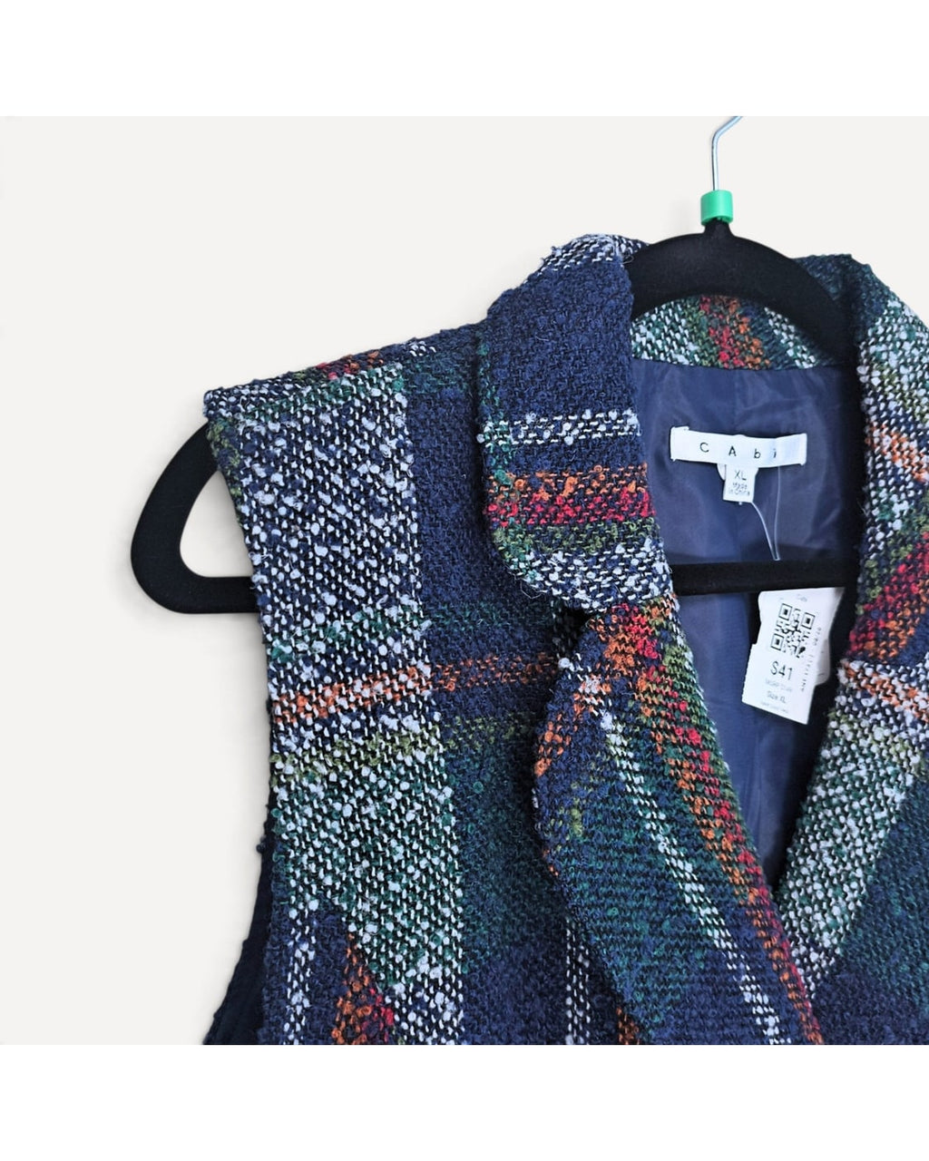 Cabi Tweed Plaid Vest