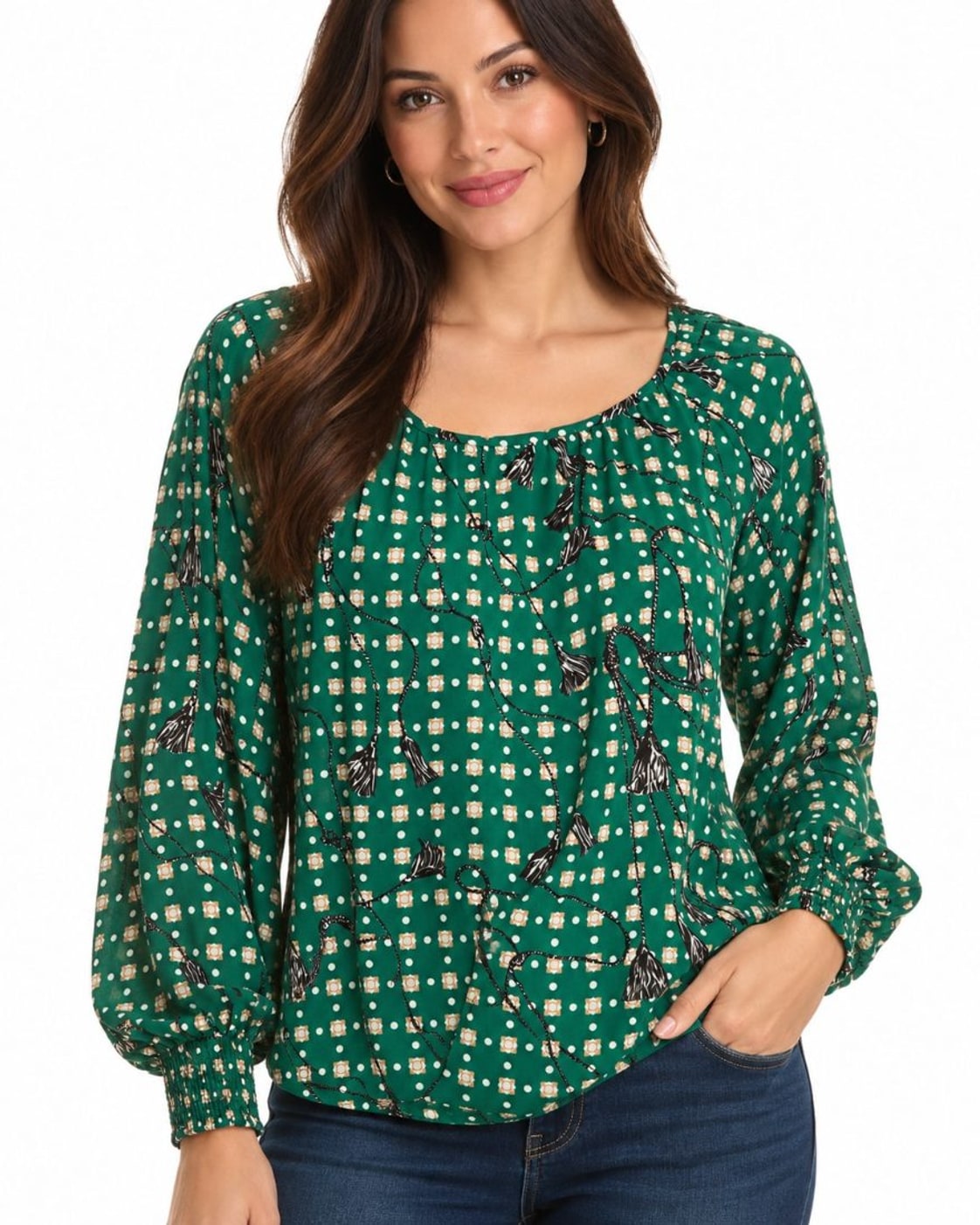 Cabi Printed Knit Blouse