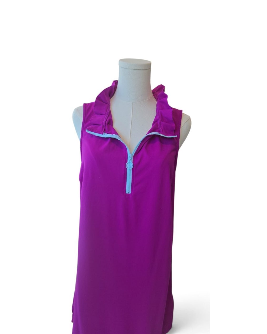 elevate basics Ruffle-Collar Half-Zip Dress
