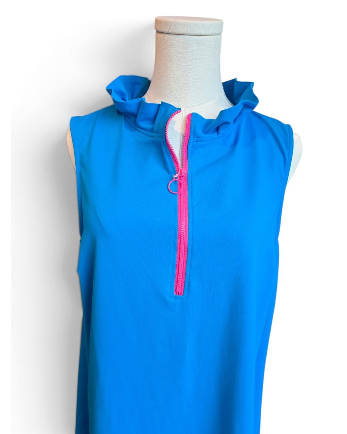 elevate basics Ruffle-Collar Half-Zip Dress