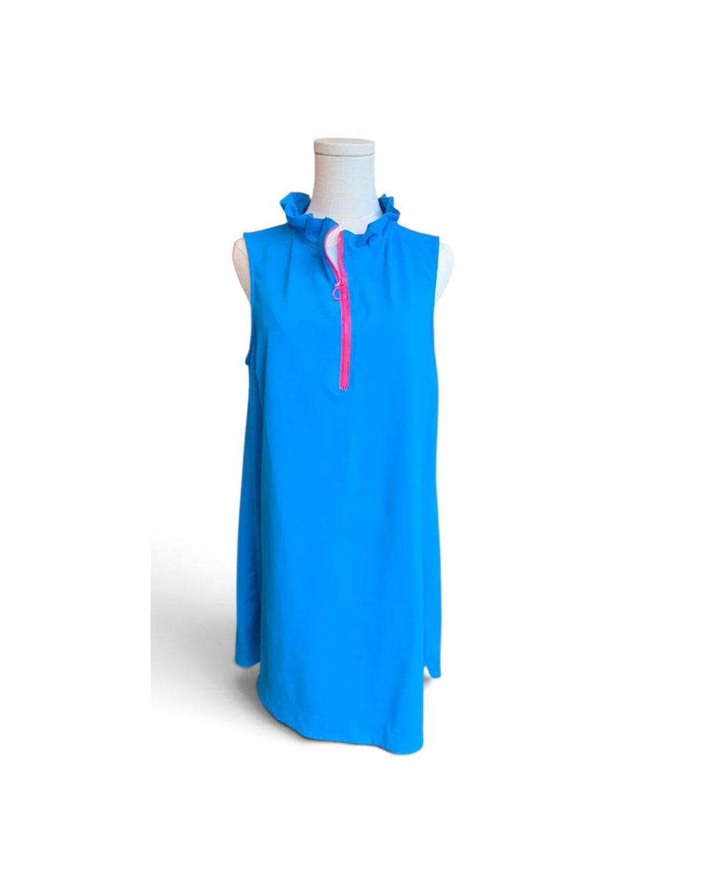elevate basics Ruffle-Collar Half-Zip Dress