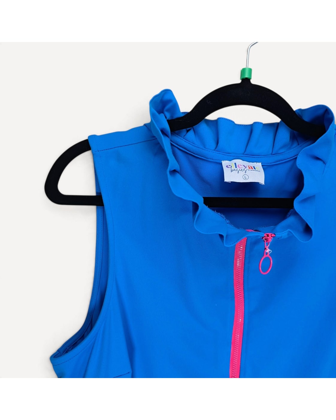 elevate basics Ruffle-Collar Half-Zip Dress