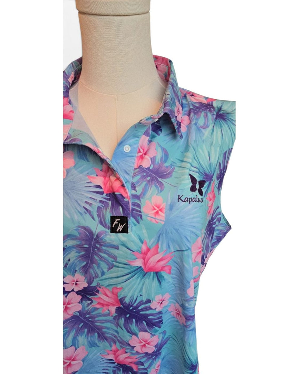 Full Wedge Golf Tropical Floral Sleeveless Polo