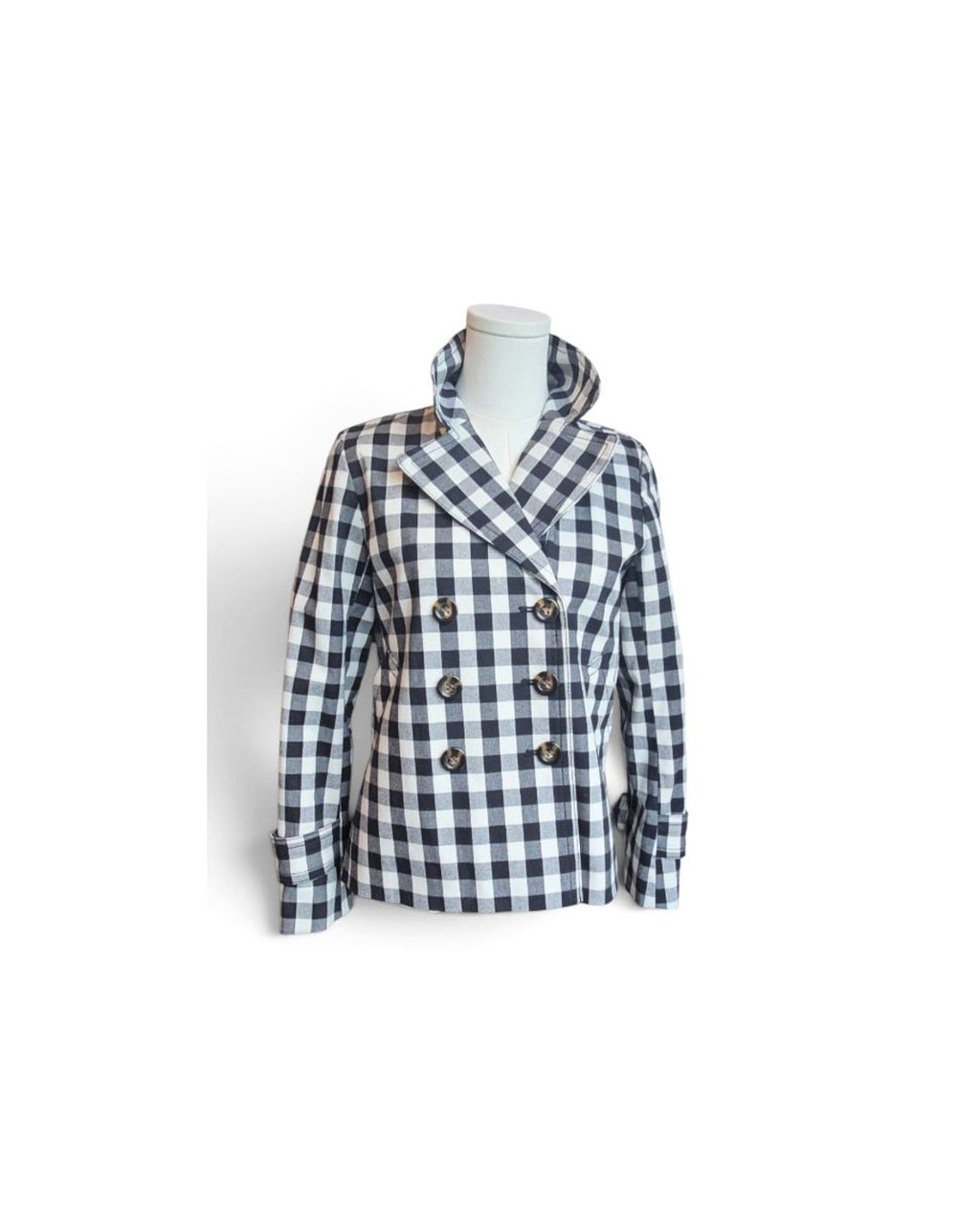 ANN TAYLOR Gingham Double-Breasted Blazer