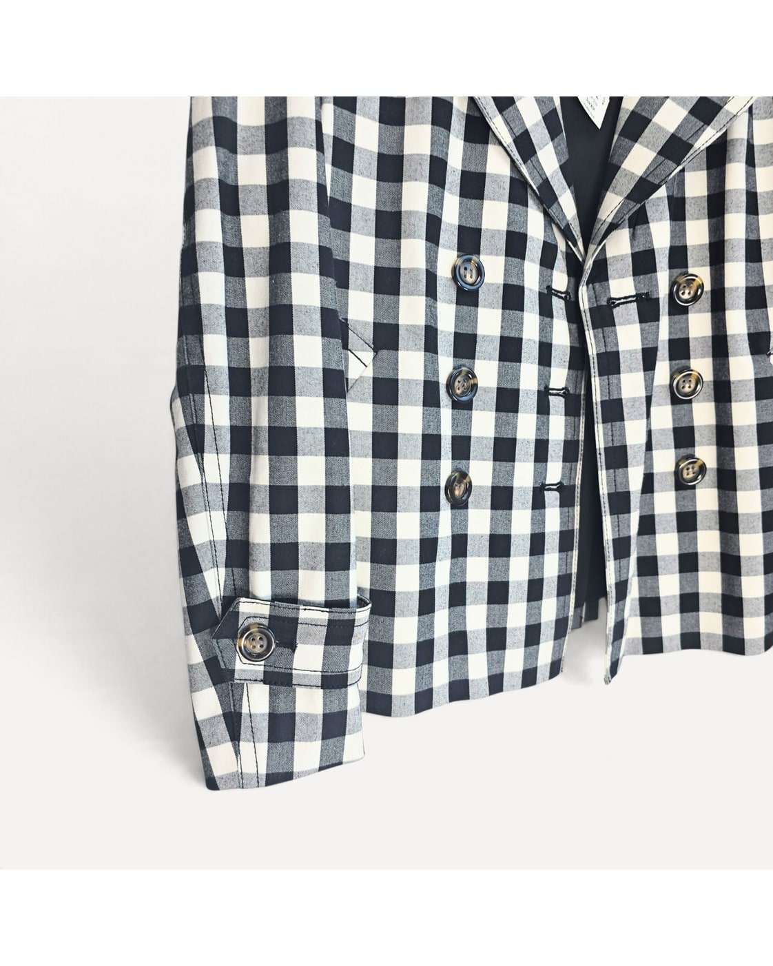 ANN TAYLOR Gingham Double-Breasted Blazer