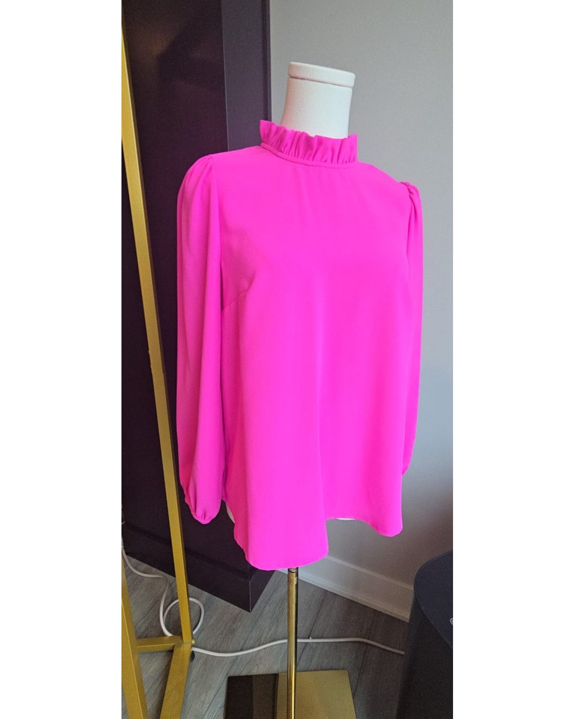 Pink J.Crew Ruffle-Neck Blouse, size XS