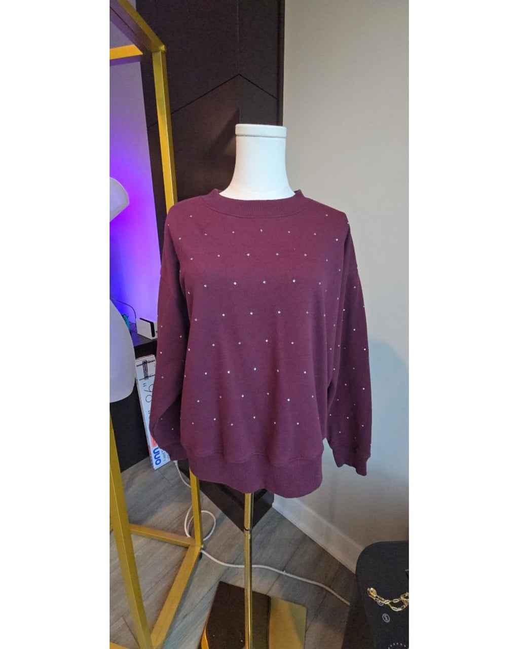 a new day Rhinestone Crewneck Sweater