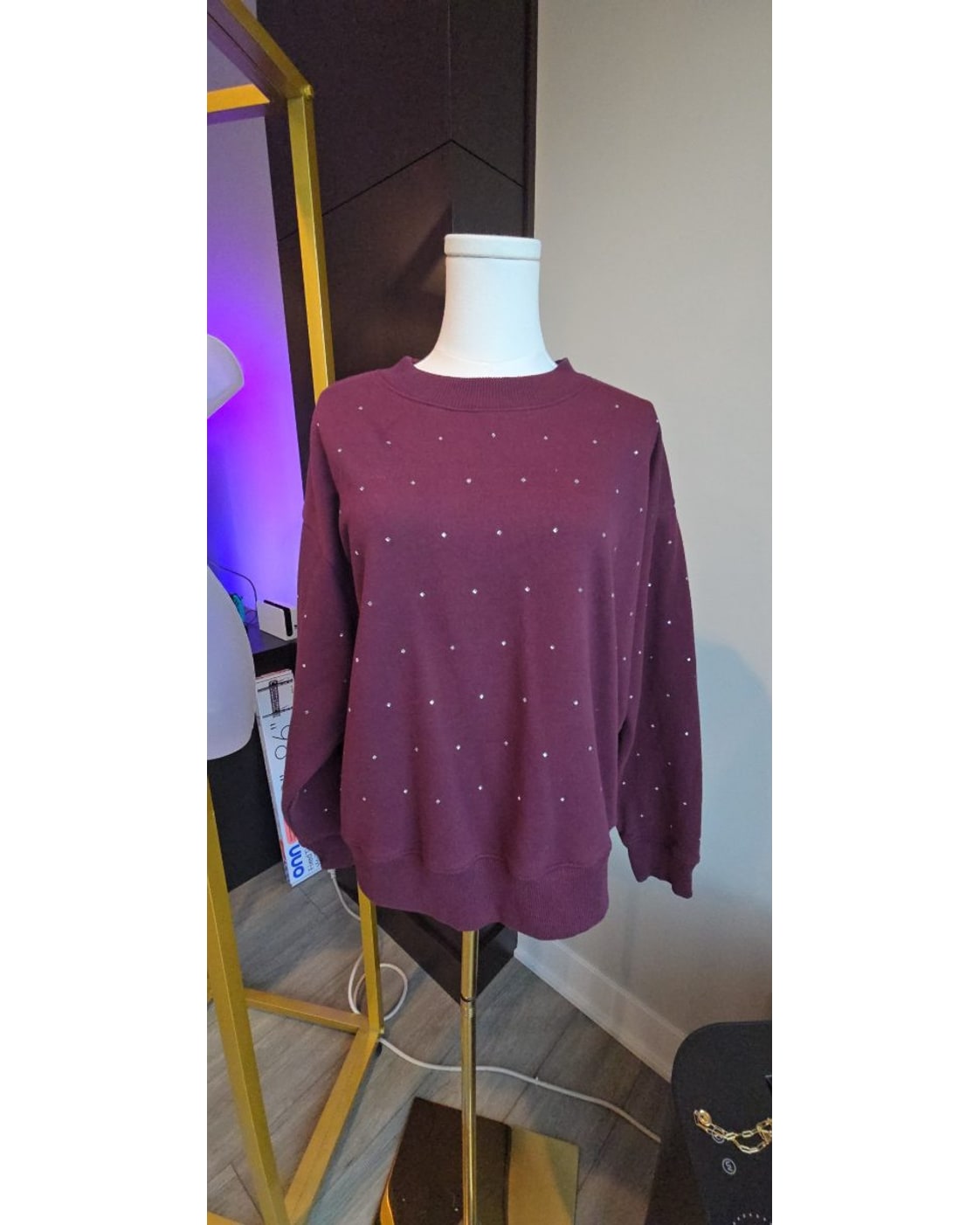 a new day Rhinestone Crewneck Sweater