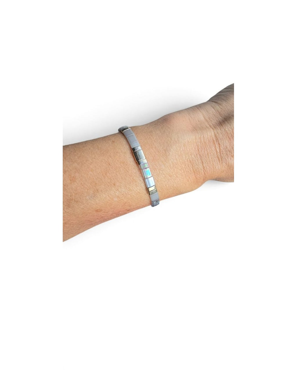 Iridescent Tile Bead Bracelet
