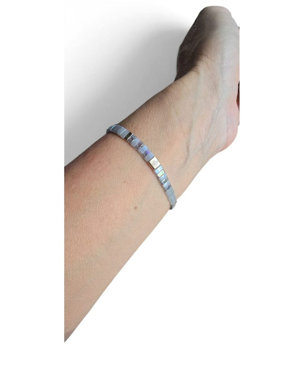 Iridescent Tile Bead Bracelet