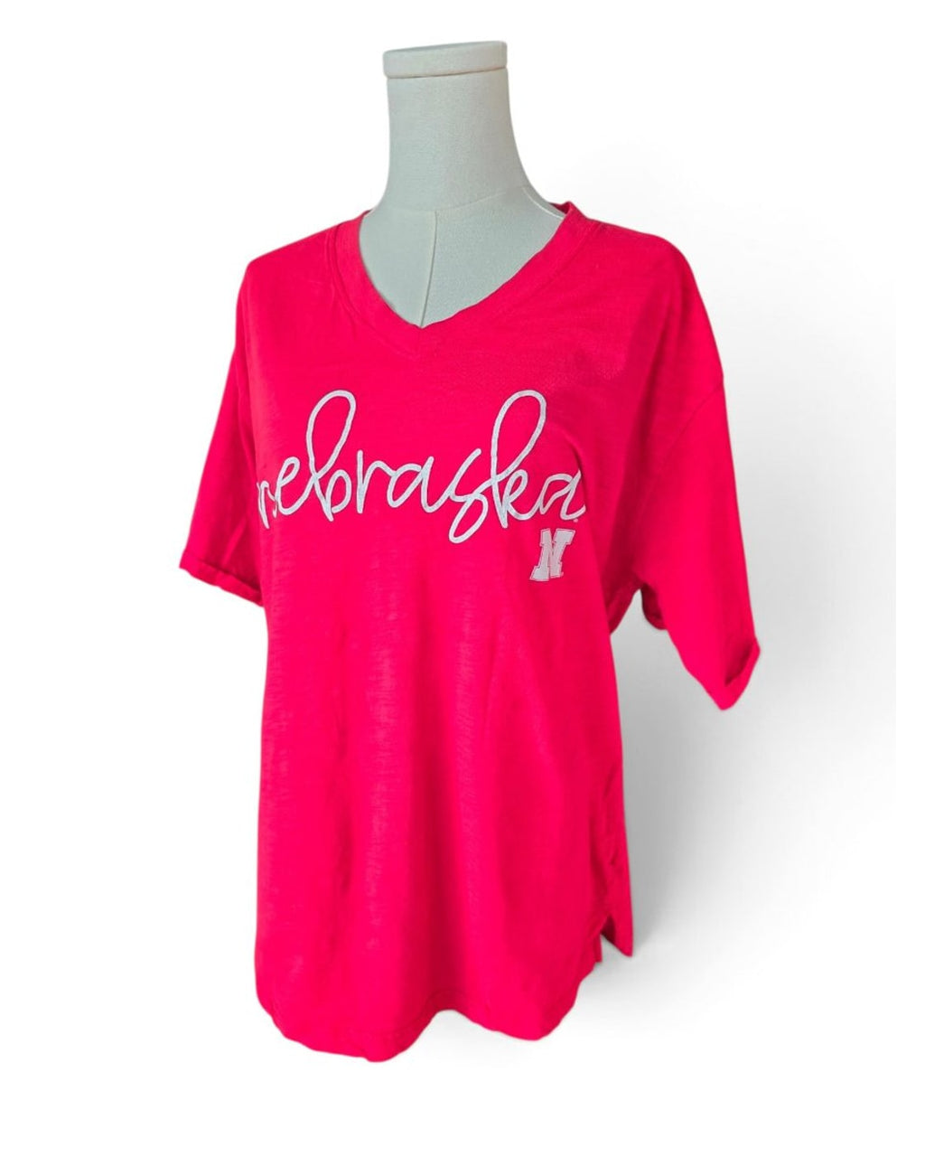 Pressbox Nebraska Script V-Neck T-Shirt