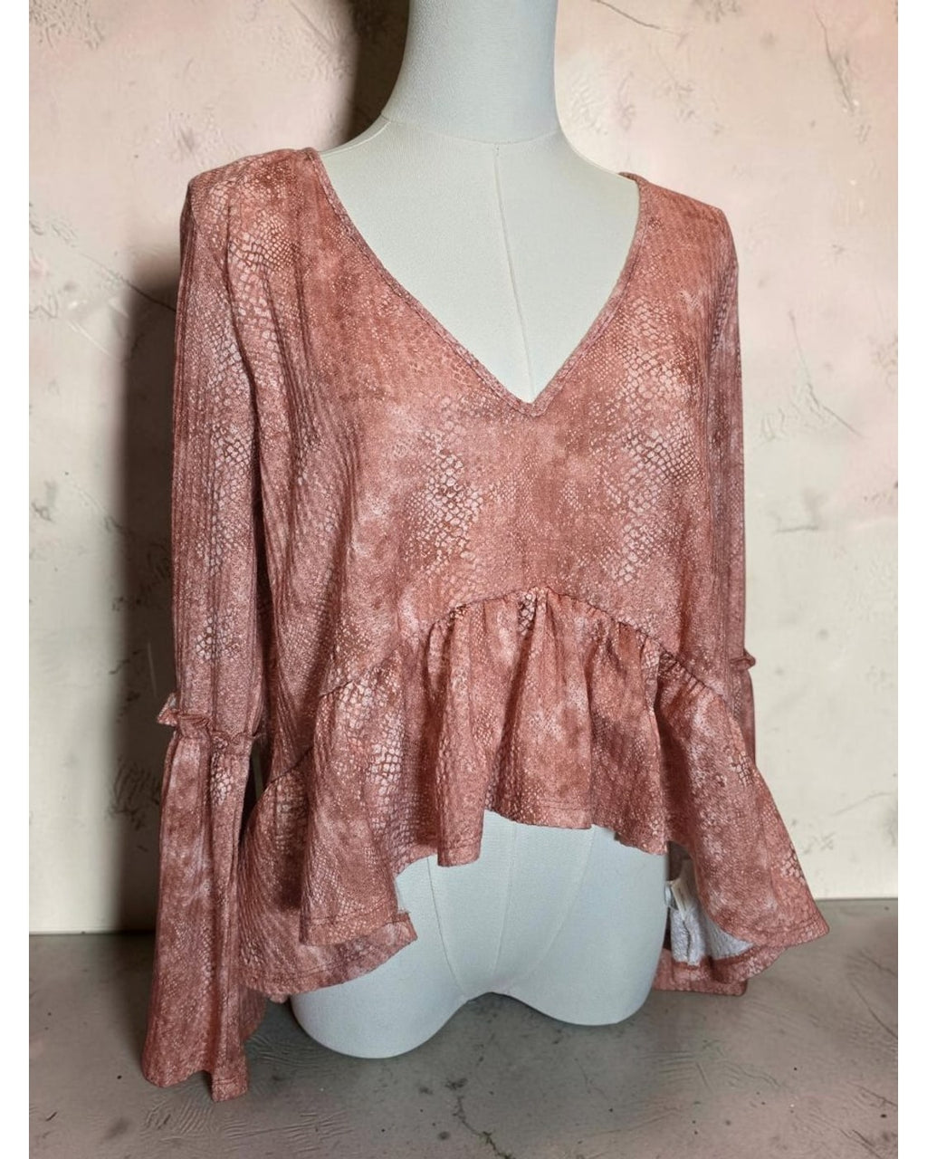 Snakeskin Print Peplum Blouse