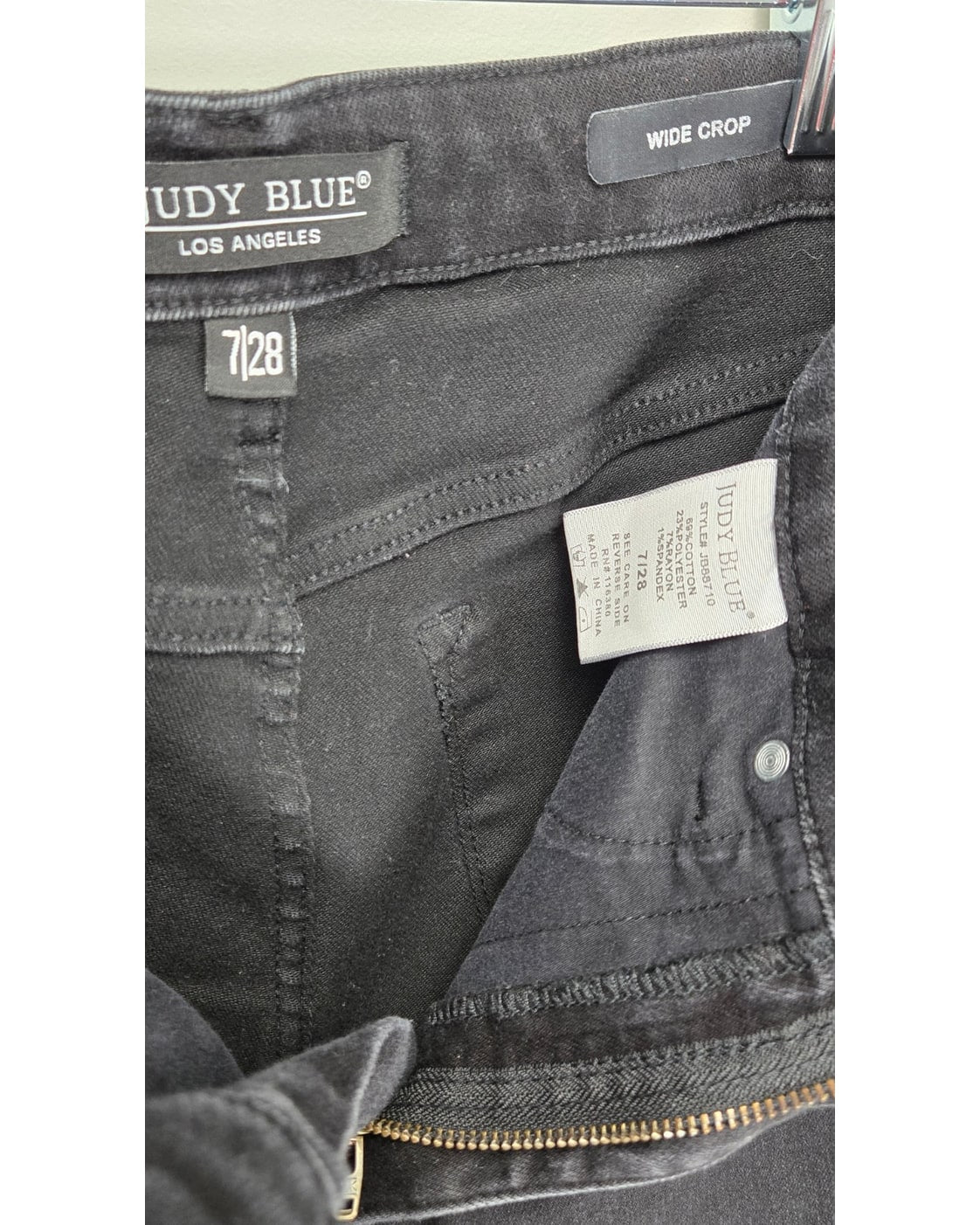 Judy Blue Black High-Waist Tummy Control Raw Hem Crop Wide Leg Jeans