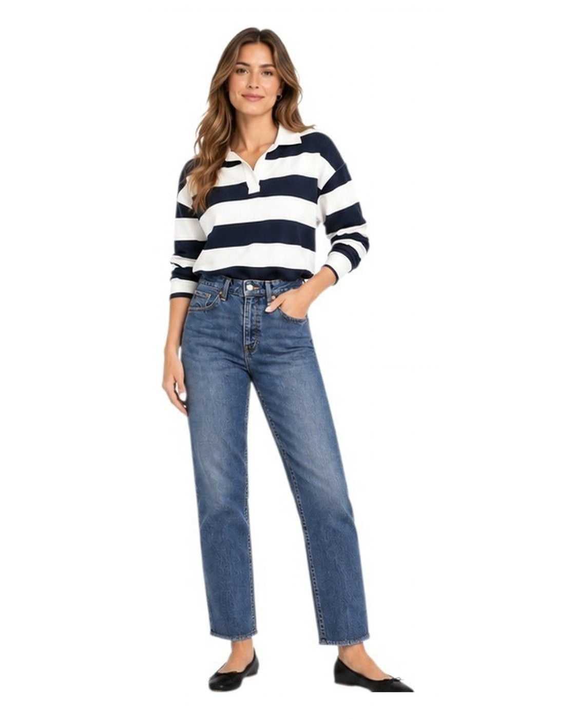 Blue Old Navy High-Waisted O.G. Straight Jeans, size 8