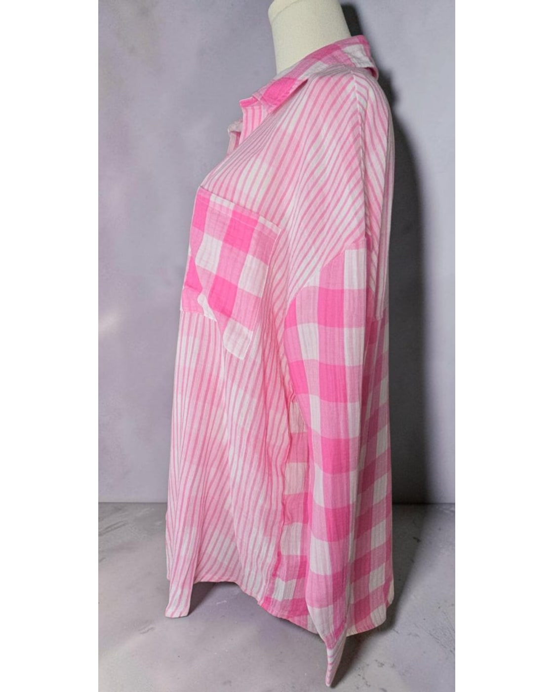 mud pie Mixed Plaid Stripe Jameson Button Down - Style# 85100100PK-SM - NWT