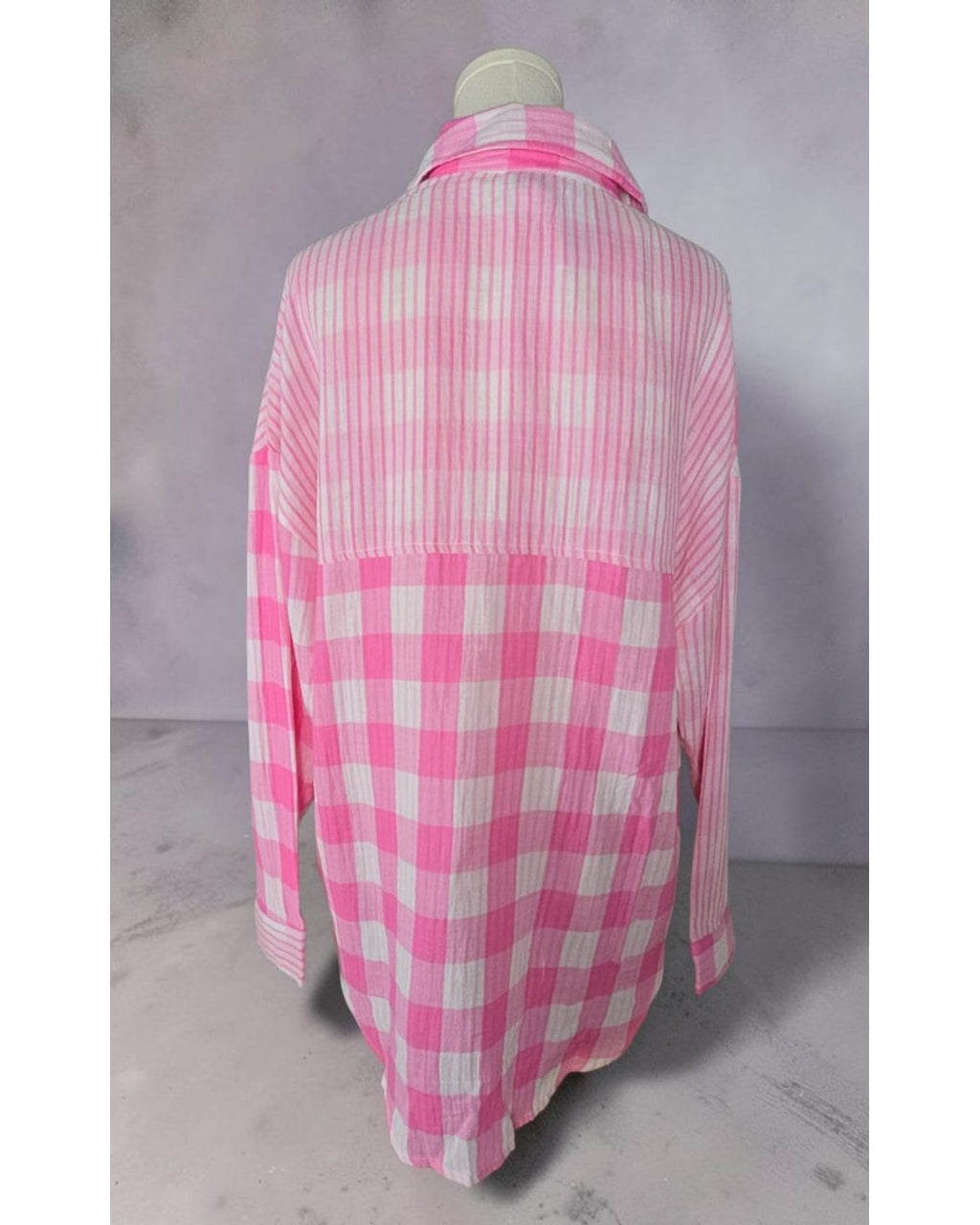 mud pie Mixed Plaid Stripe Jameson Button Down - Style# 85100100PK-SM - NWT