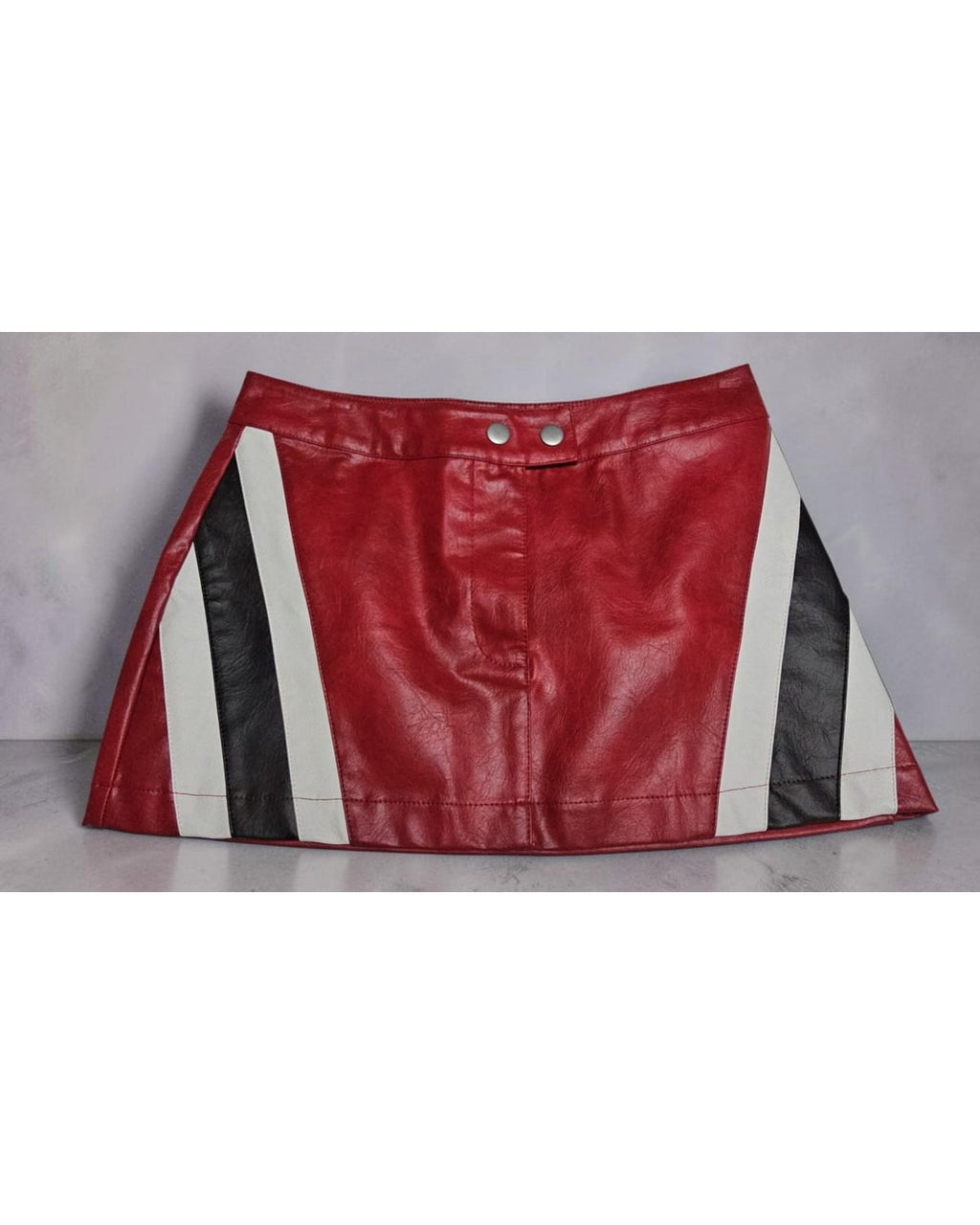 Bailey Rose Racing Stripe Faux Leather Mini Skirt