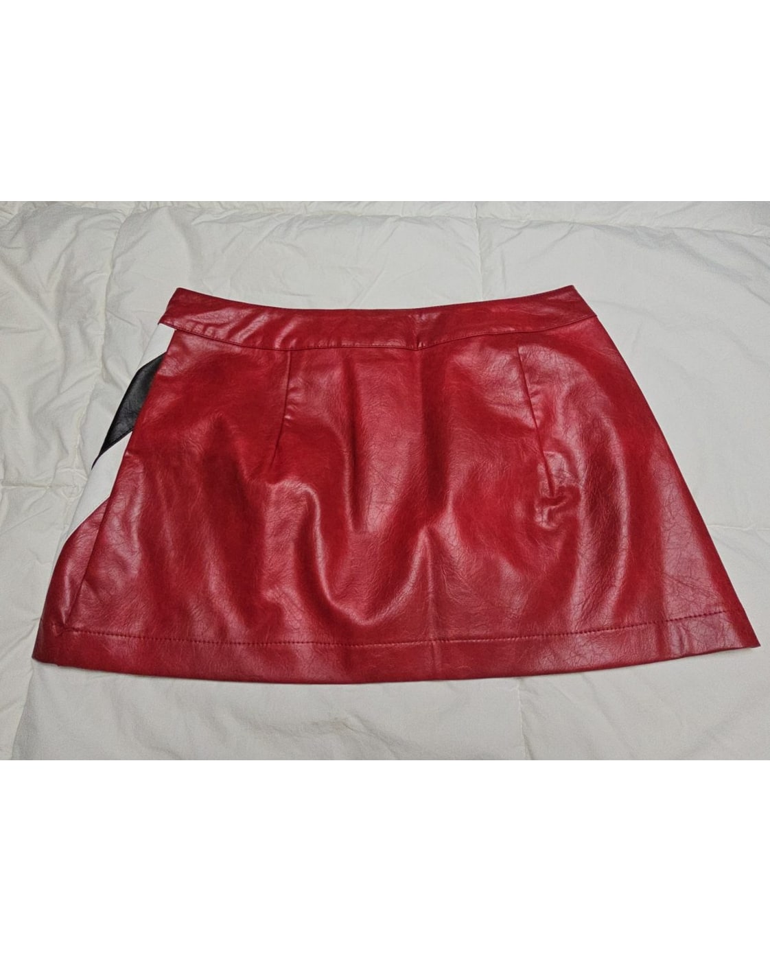 Bailey Rose Racing Stripe Faux Leather Mini Skirt