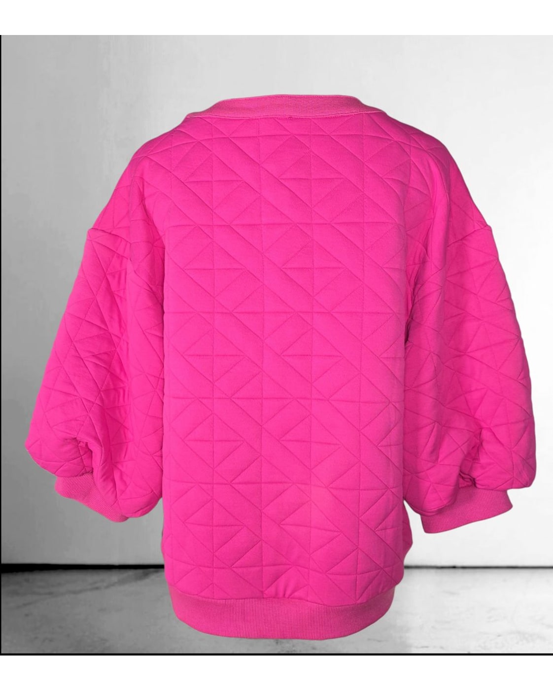 JODIFL Quilted Bib-Front Puff Sleeve Knit Top - NWT