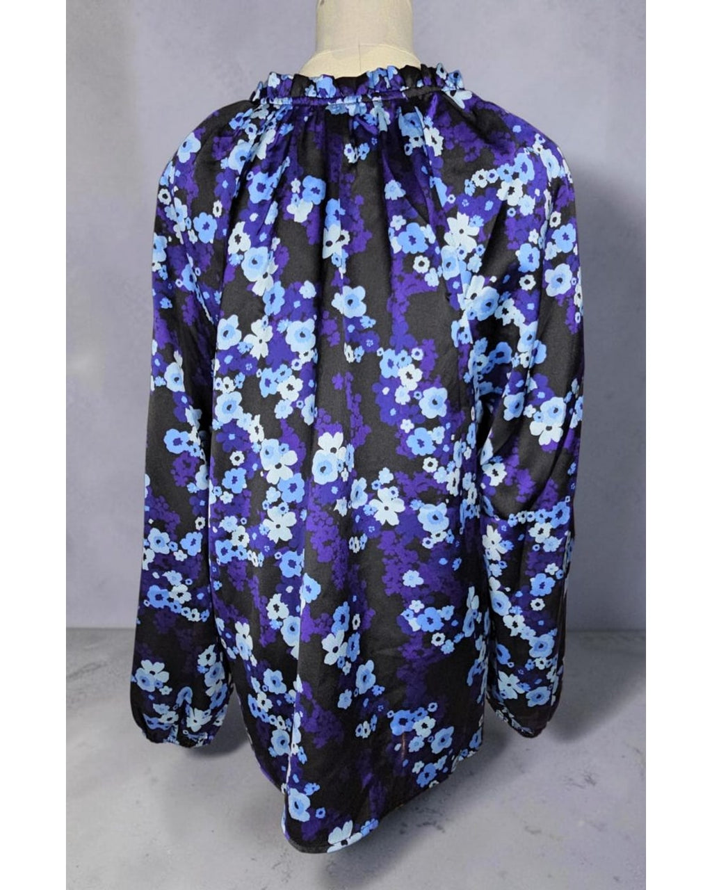 SUGARLIPS Floral Ruffle-Neck Long Sleeve Blouse