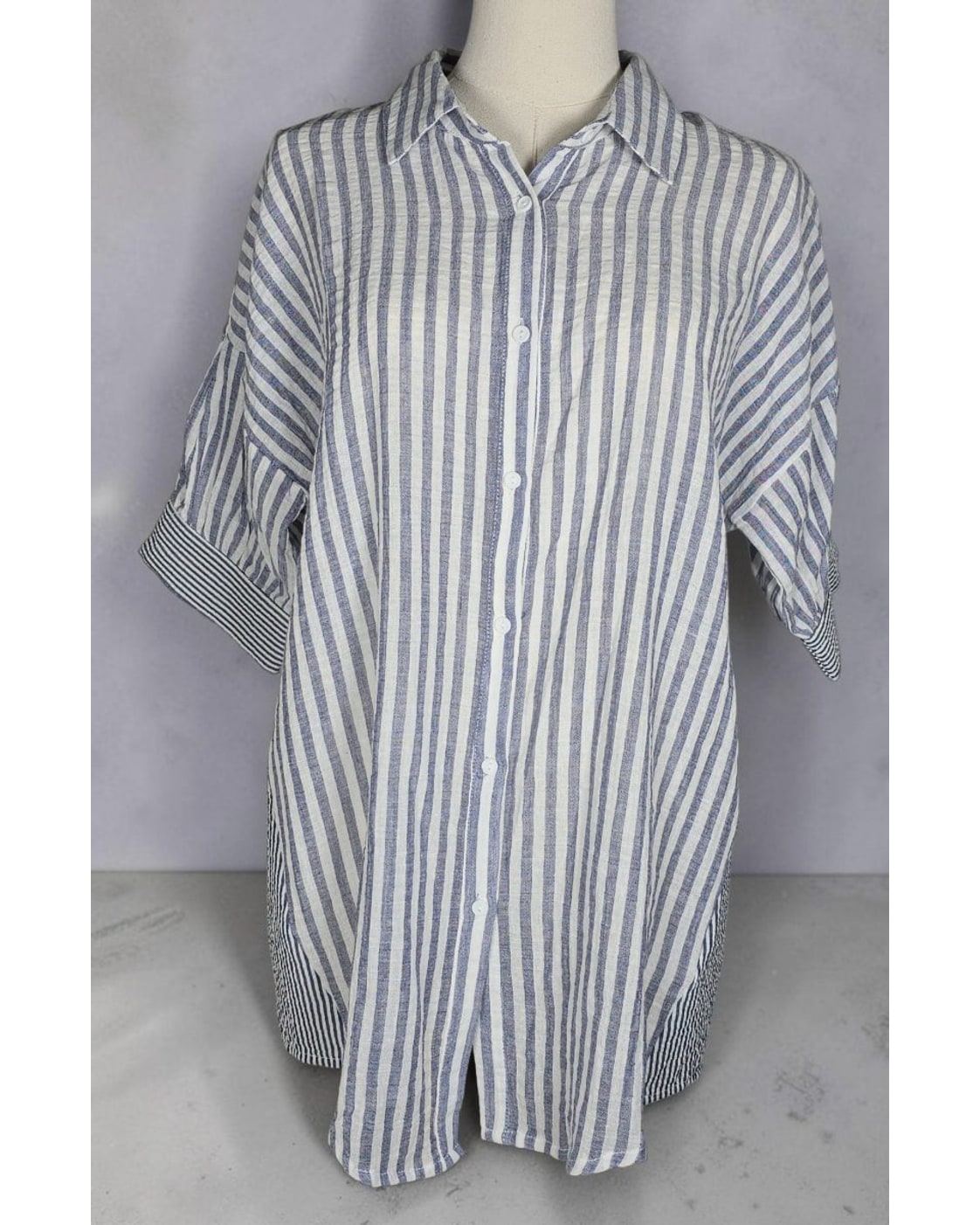 Doe & Rae Mixed Stripe Oversized Button Down