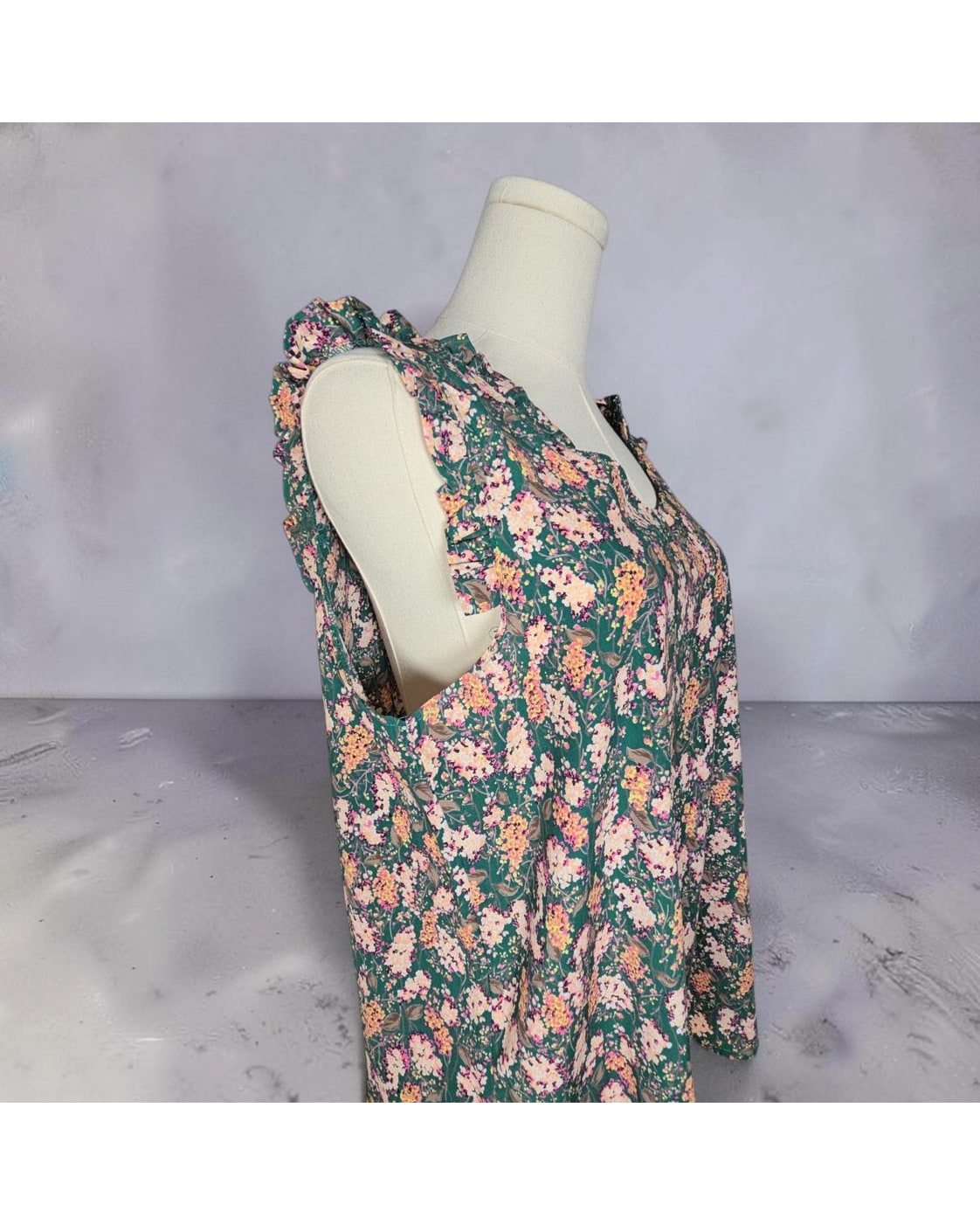 Hailey & Co Floral Ruffle-Shoulder Mini Dress