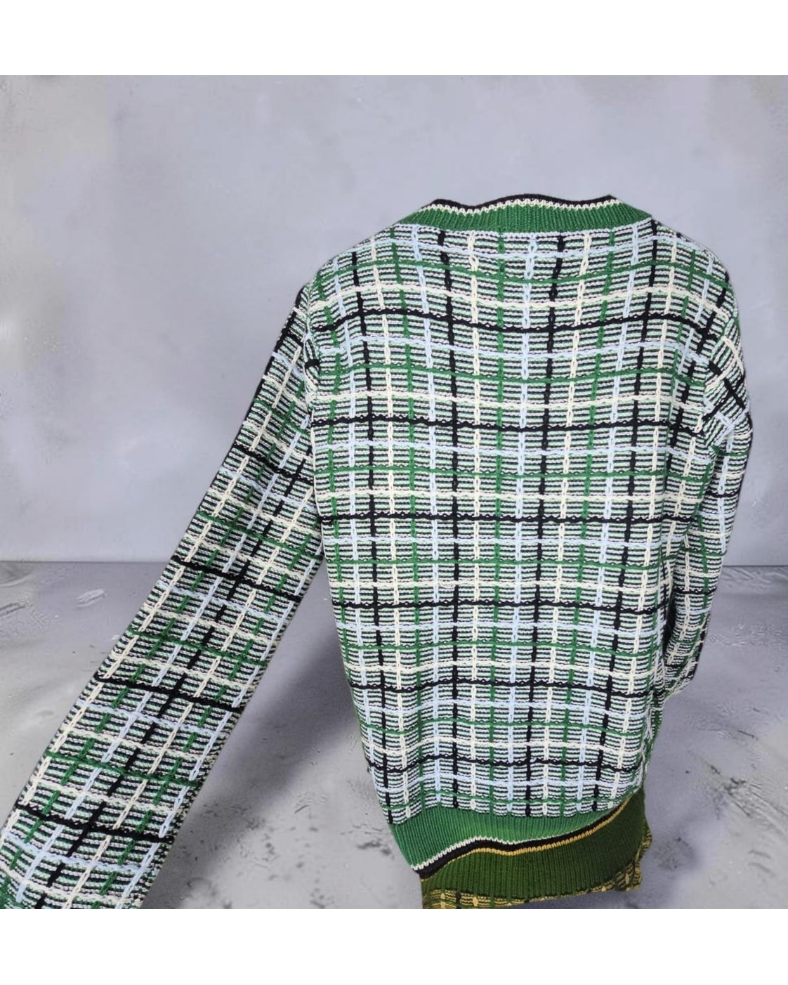 VICI Plaid Gold-Button Cardigan