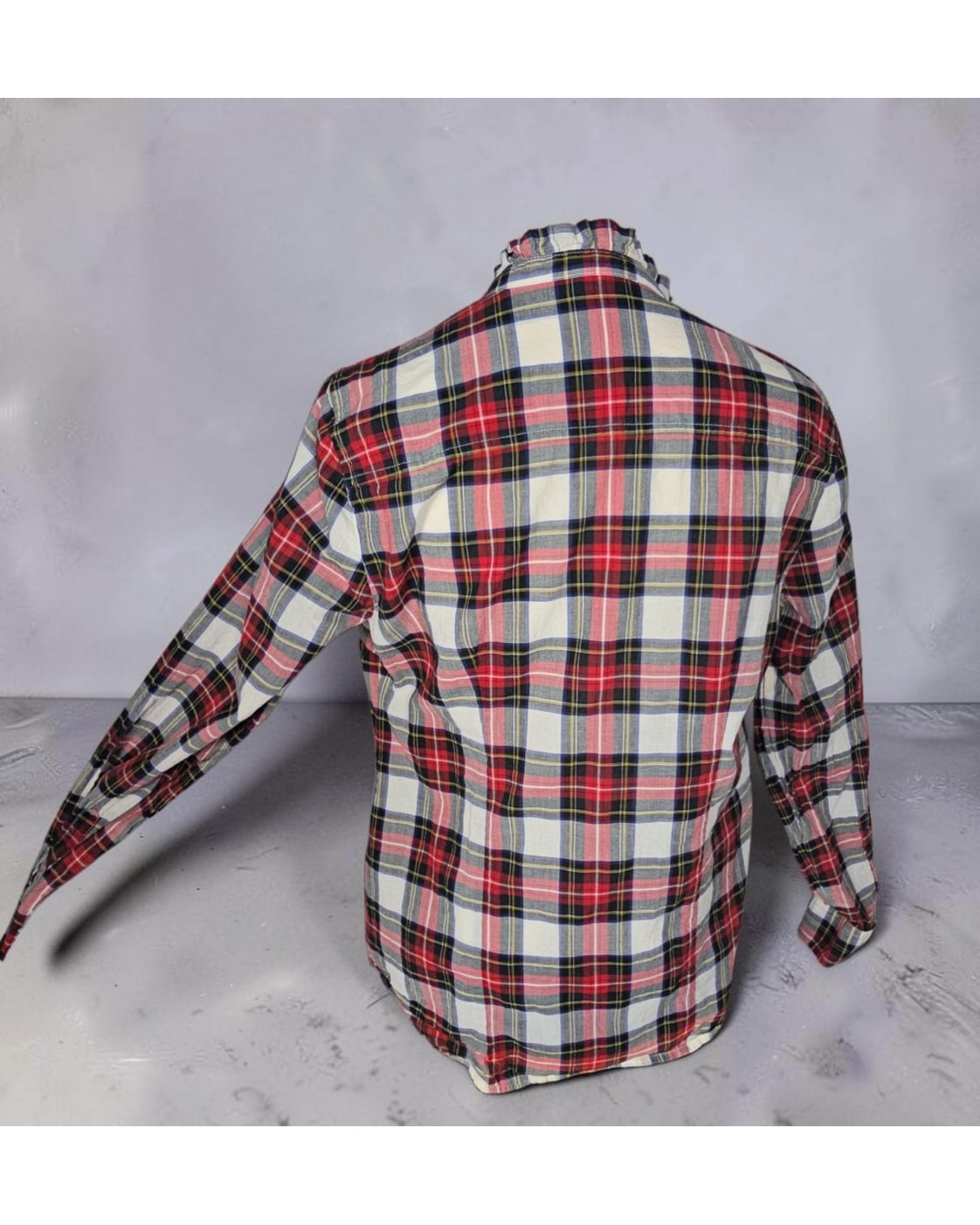 J.CREW Plaid Ruffle-Trim Button Down Shirt