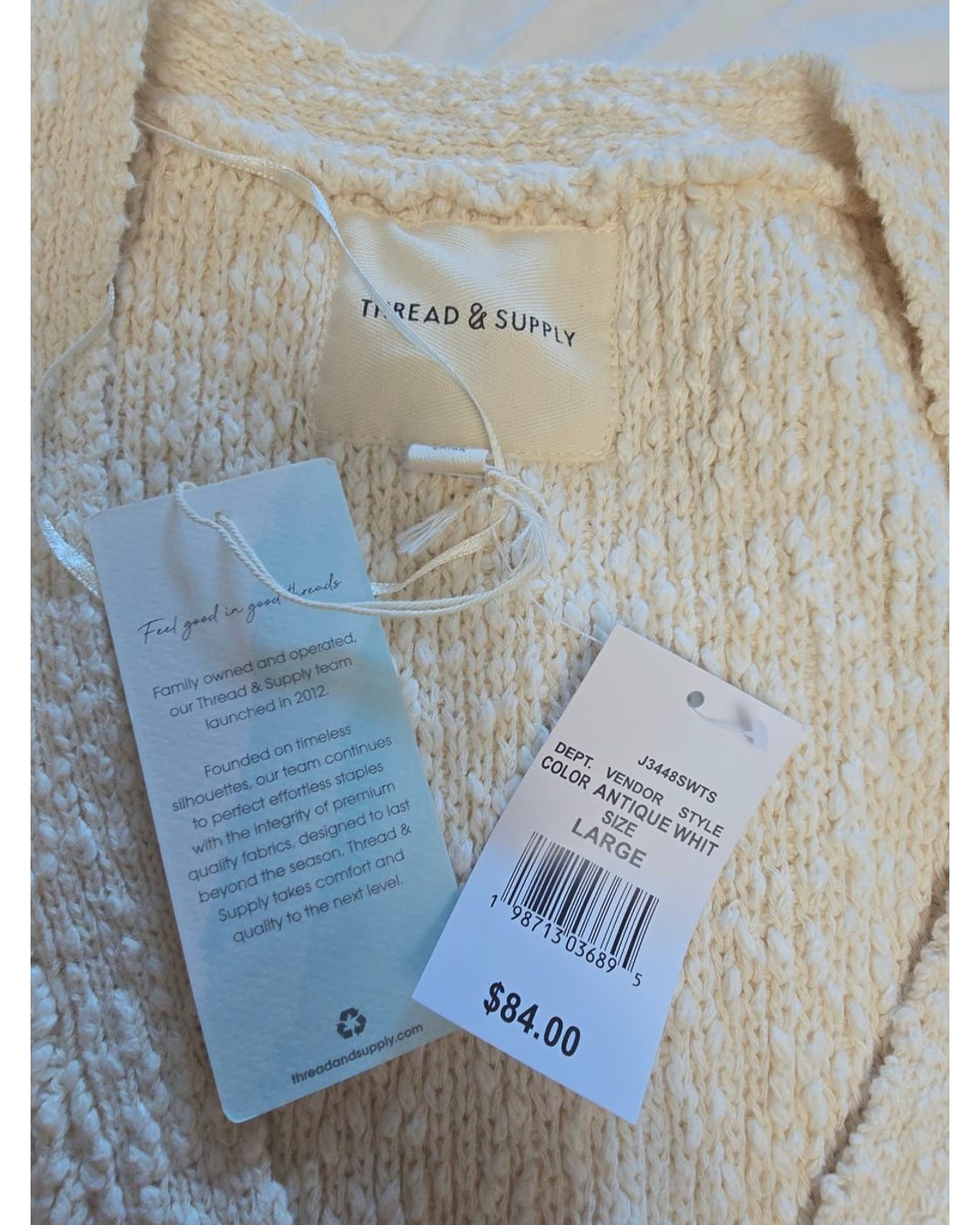 THREAD & SUPPLY Textured Button-Front Sweater Vest - Style# J3448SVTS - NWT