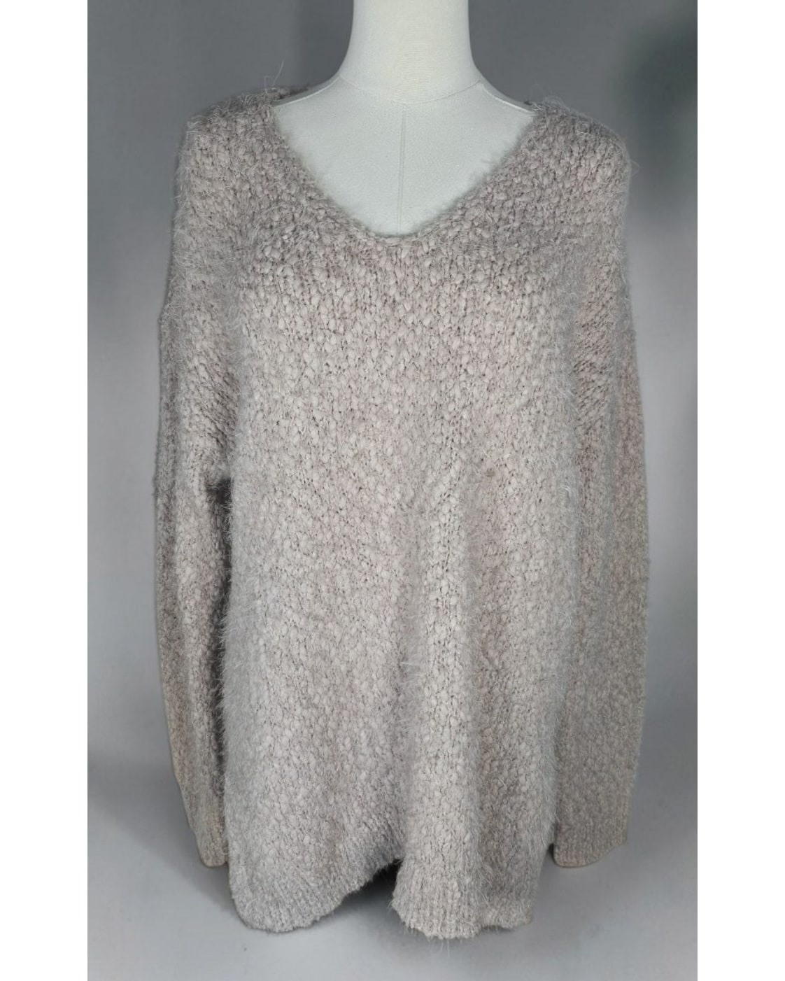 TRIBAL Textured V-Neck Tunic Sweater