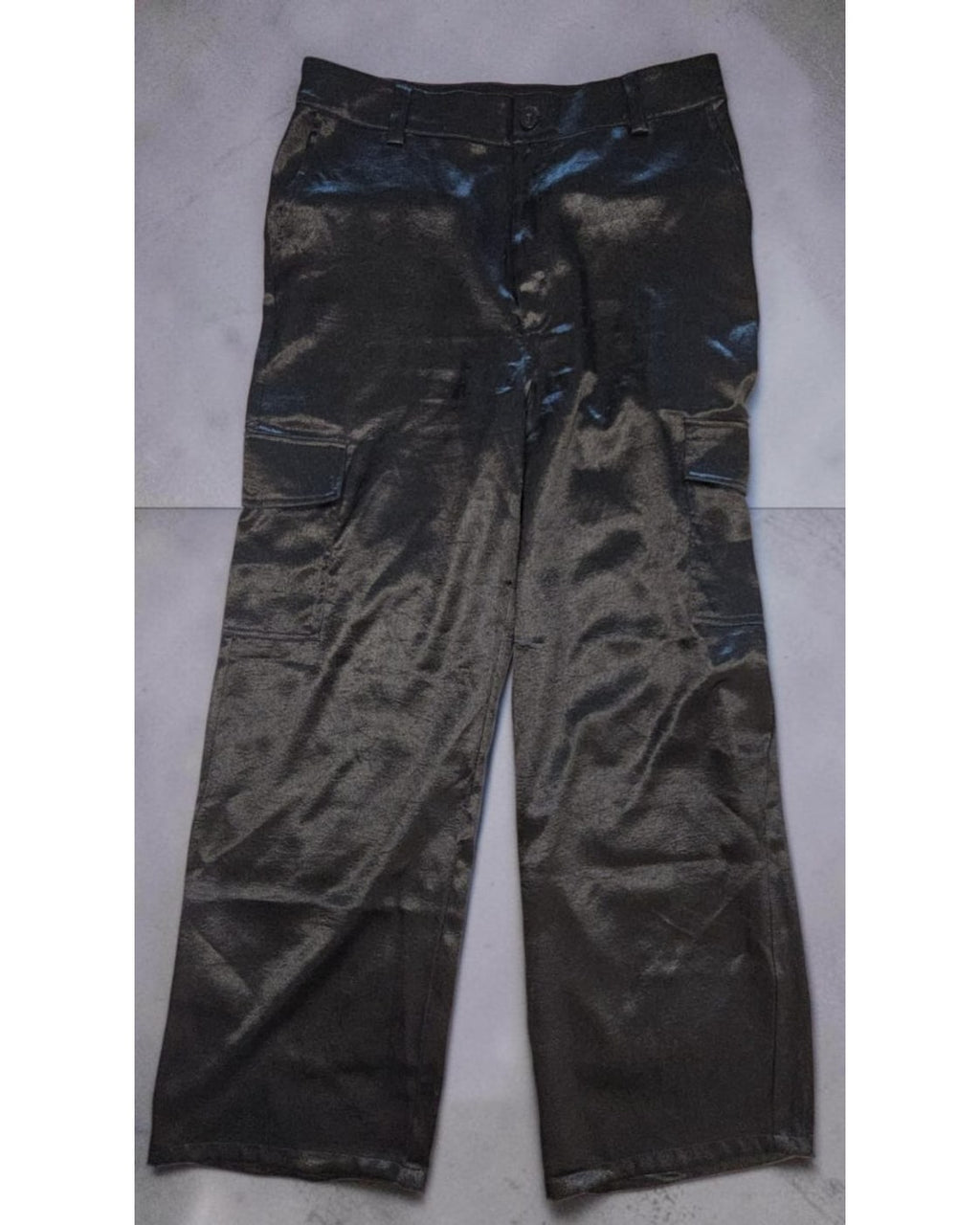 DOUBLE ZERO Satin Wide-Leg Cargo Pants
