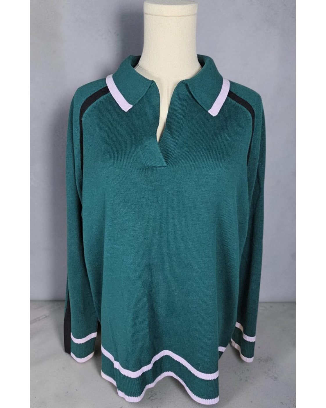 T by TALBOTS Contrast-Trim Polo Sweater
