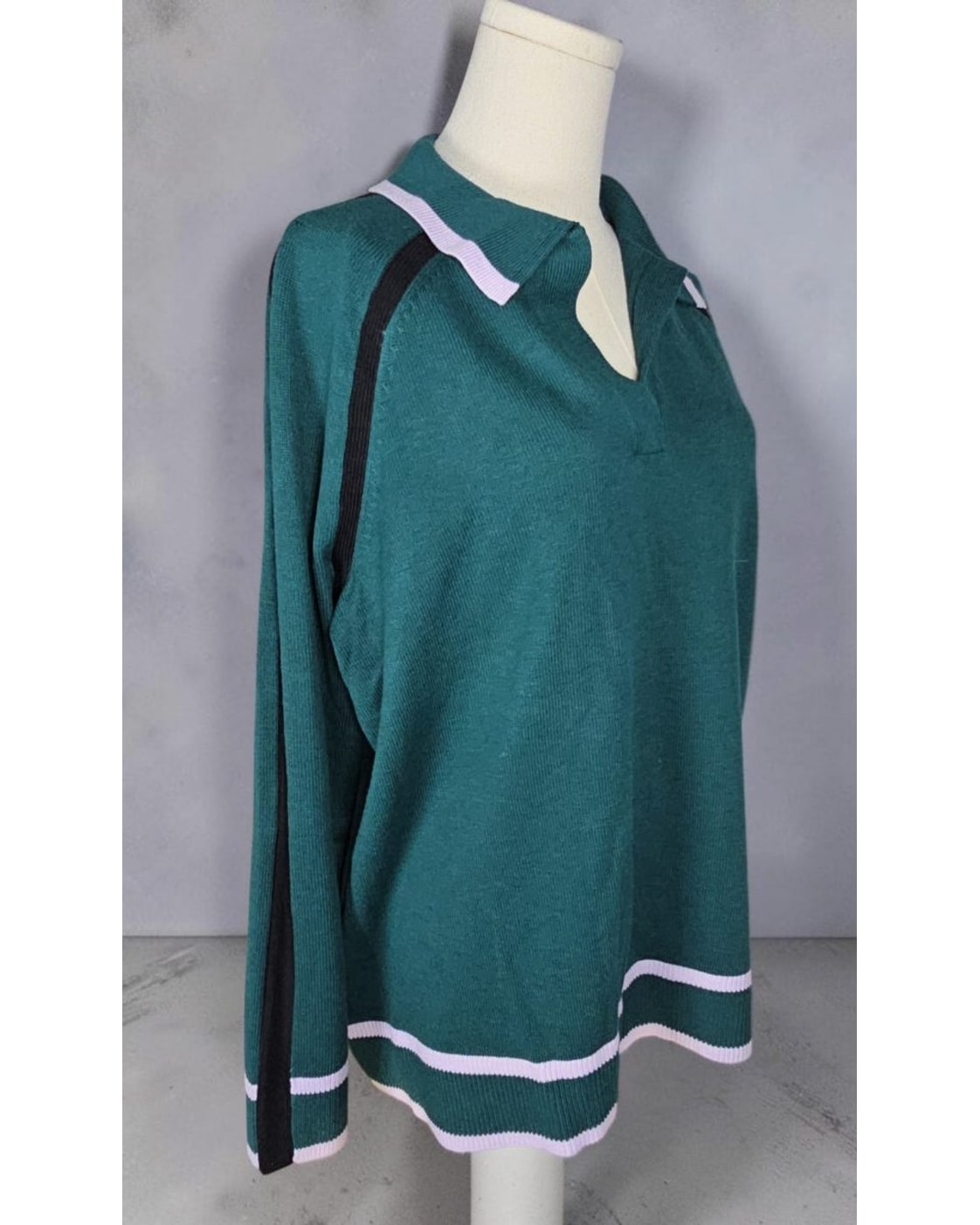 T by TALBOTS Contrast-Trim Polo Sweater