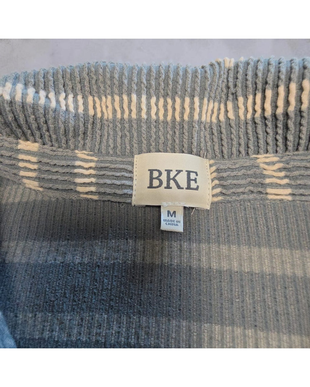 BKE Striped Ribbed Long Sleeve Button Down