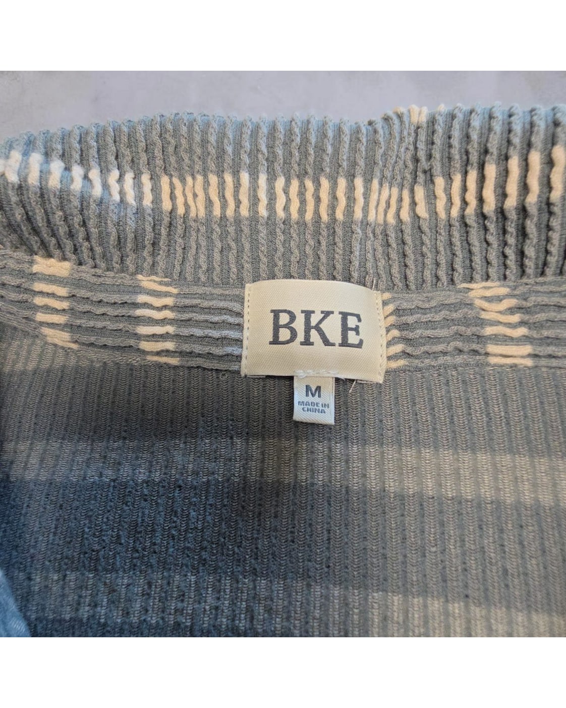 BKE Striped Ribbed Long Sleeve Button Down