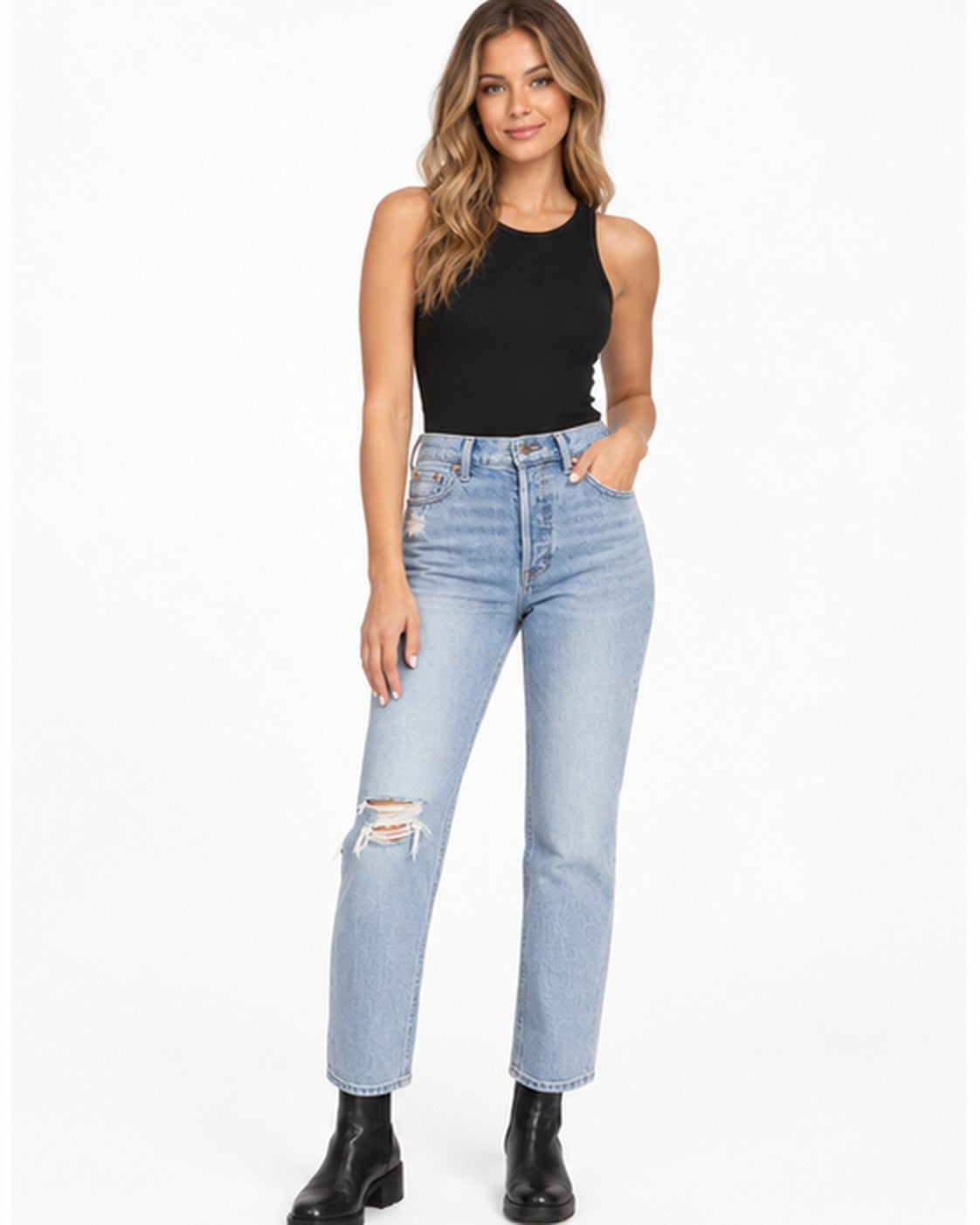 High Rise Cheeky Straight Jeans