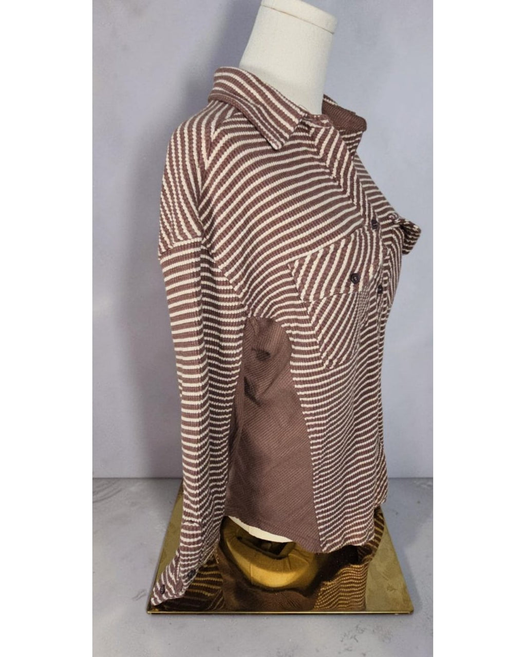 BKE Striped Thermal Boyfriend Shirt