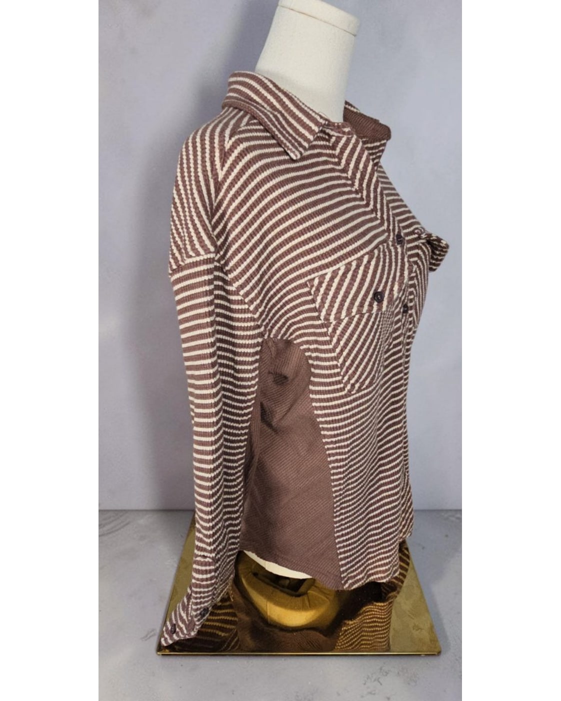 BKE Striped Thermal Boyfriend Shirt