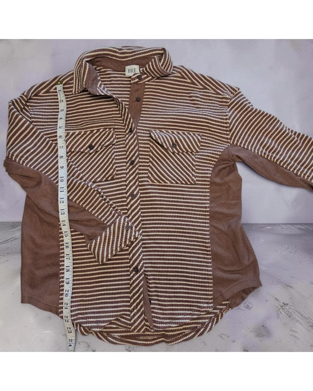 BKE Striped Thermal Boyfriend Shirt