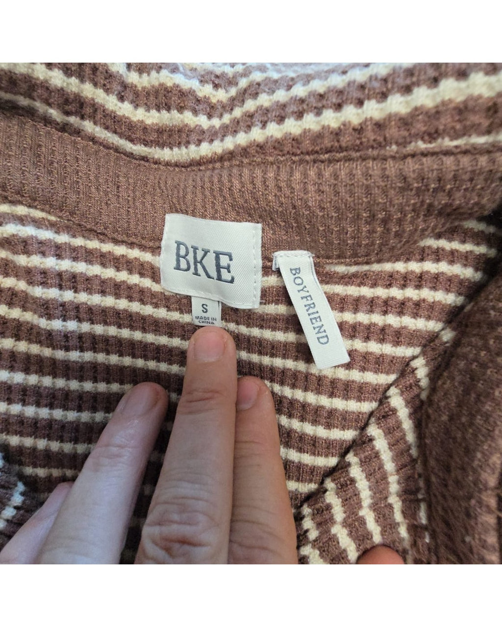 BKE Striped Thermal Boyfriend Shirt