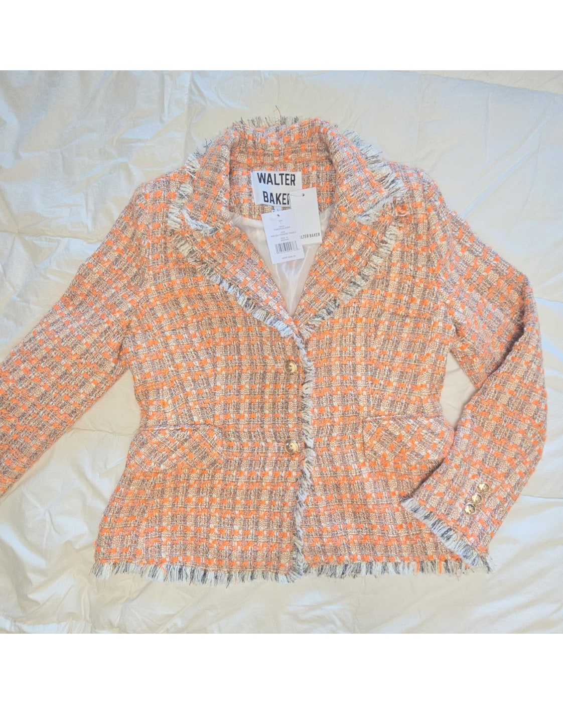 WALTER BAKER Damon Tweed Fringe Blazer - Style# W30549 - NWT