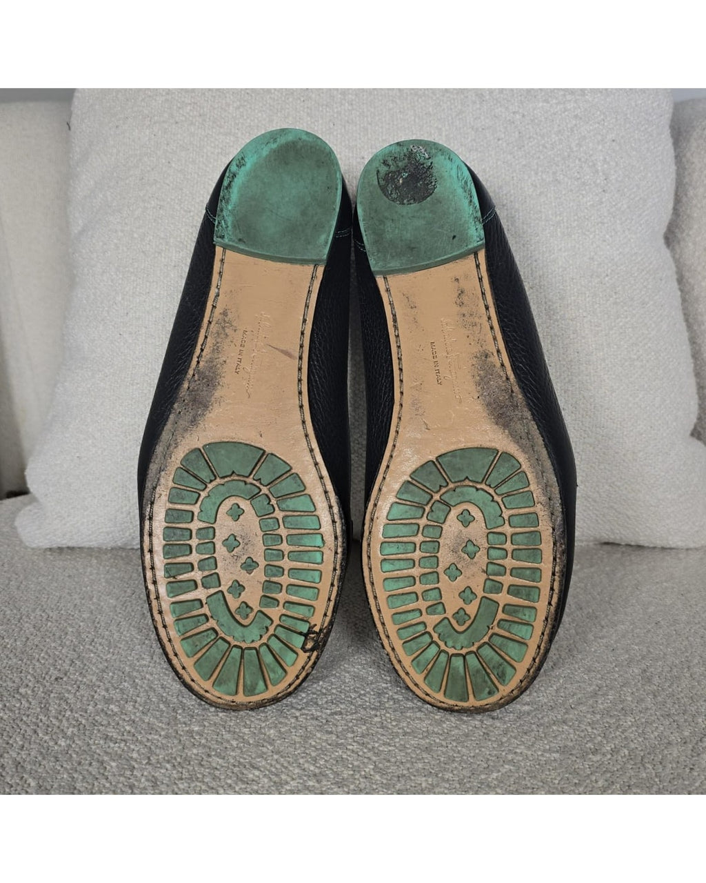 SALVATORE FERRAGAMO Gancini Pebbled Loafers - Style# 1152