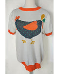 OXKNIT Rooster Jacquard Short Sleeve Knit Top