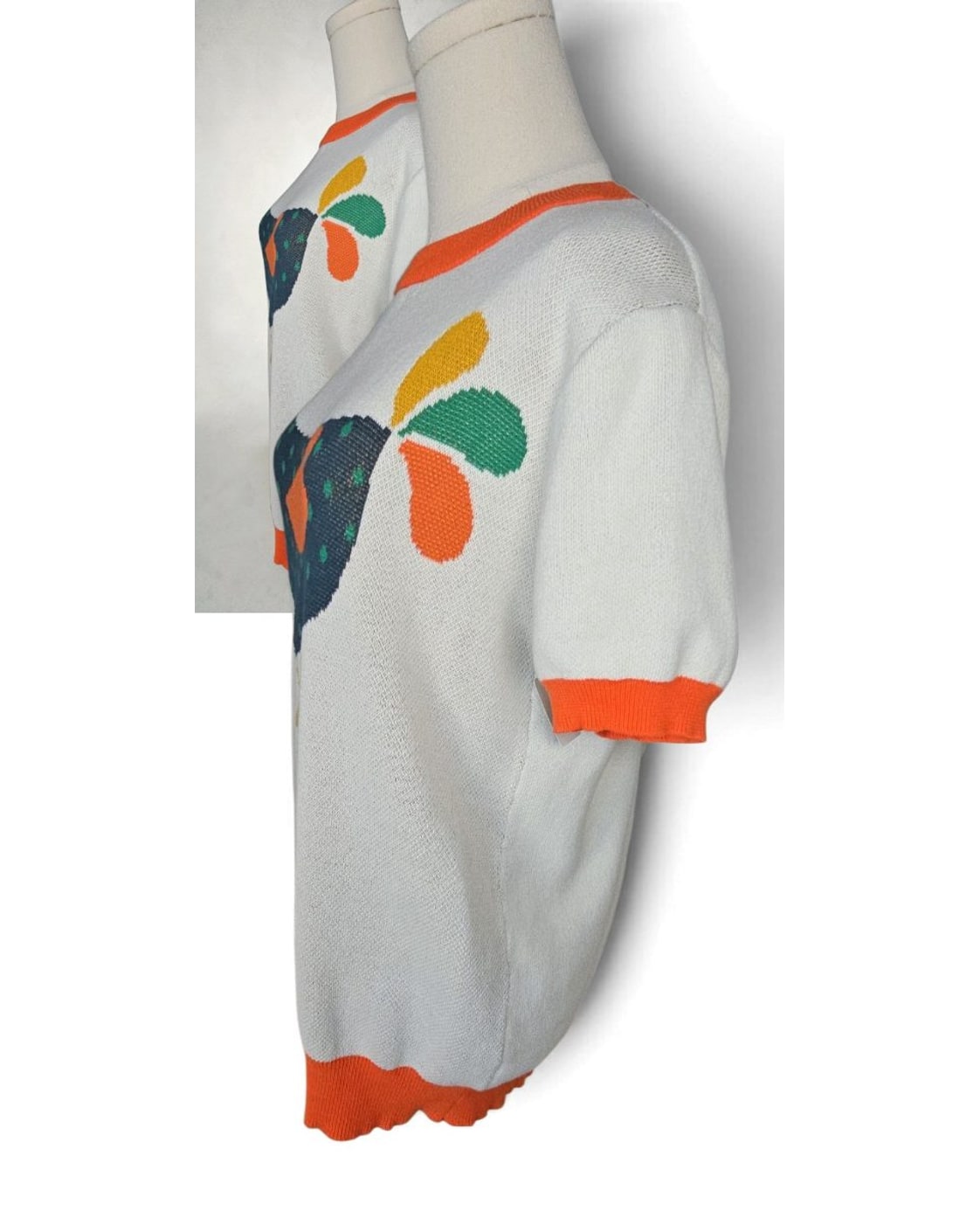 OXKNIT Rooster Jacquard Short Sleeve Knit Top