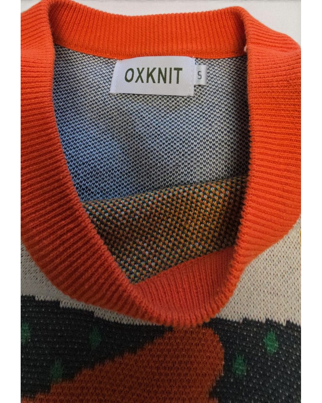 OXKNIT Rooster Jacquard Short Sleeve Knit Top