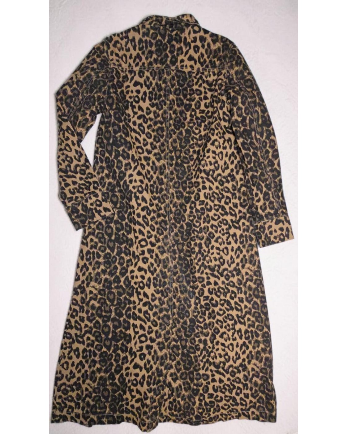Fashion Nova Leopard Print Denim Trench Coat - NWT